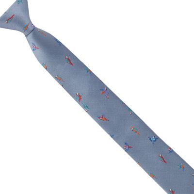 Boys' blue parrot embroidered tie
